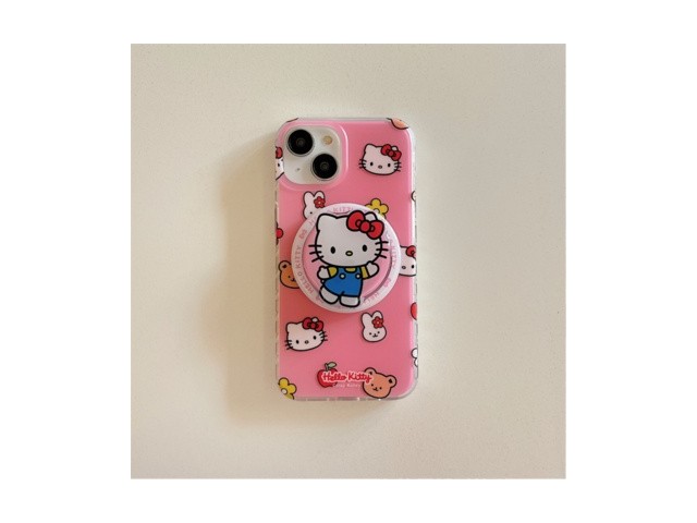 [아이폰 헬로키티 케이스] 현명한 선택 TYREUS 핑크 헬로키티 맥세이프 그립톡 포함 아이폰 케이스 13미니 프로맥스 호환